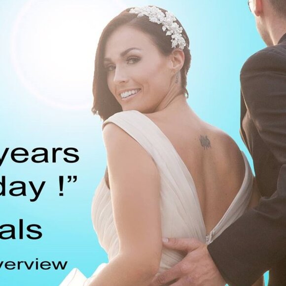 SAMPLE Wedding Dress Princess, Ruffle Ballgown, Champagne Off-the-shoulder Bling - Picture 4 of 11